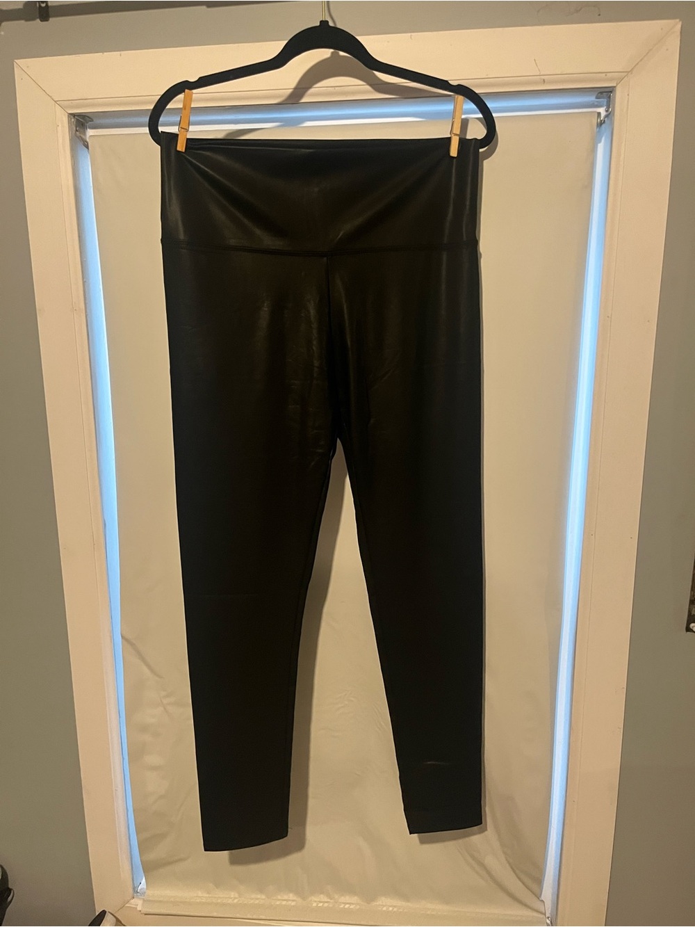 Leggings Depot Black Faux-Leather High-Waist Leggings size XL